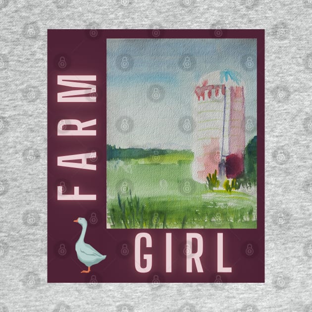 Farm Girl & Silo v4 by WatercolorArteest